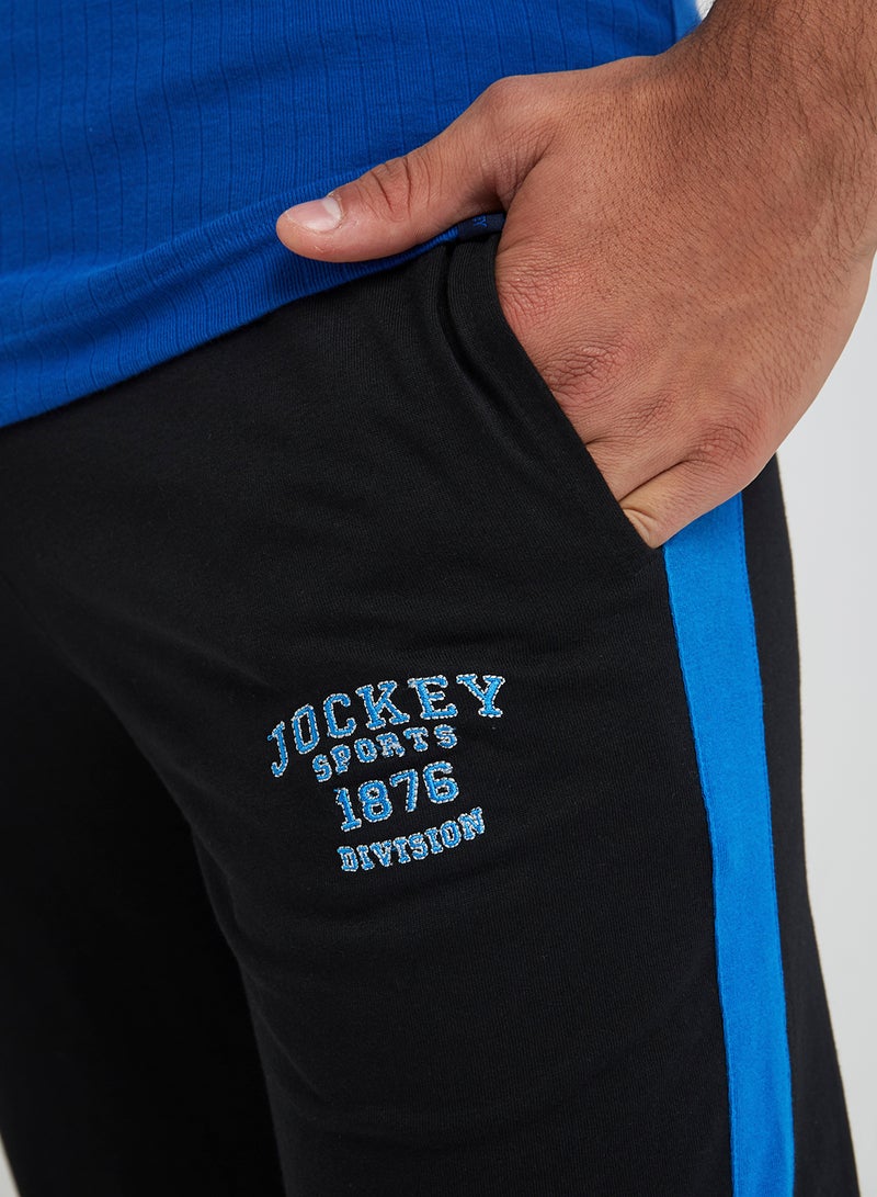 JOCKEY Pocket Detailed Sweatpants Black/Neon Blue - Image 4