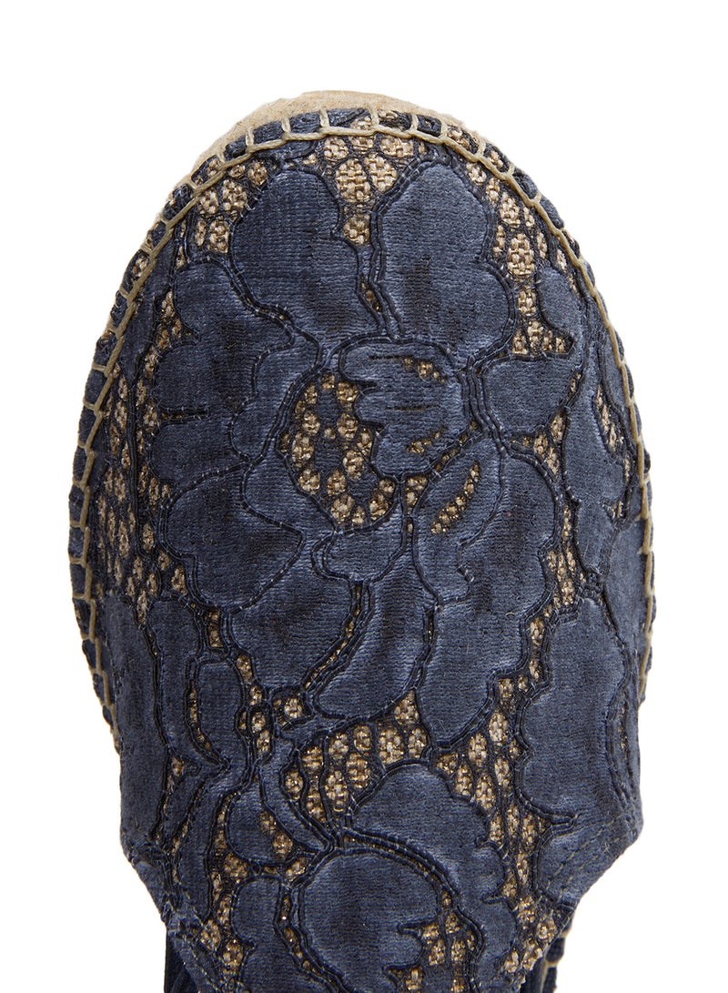 Toni Pons - Noa-JA Embroidered  Elastic Strap Wedge Espadrille Navy Blue - Image 1