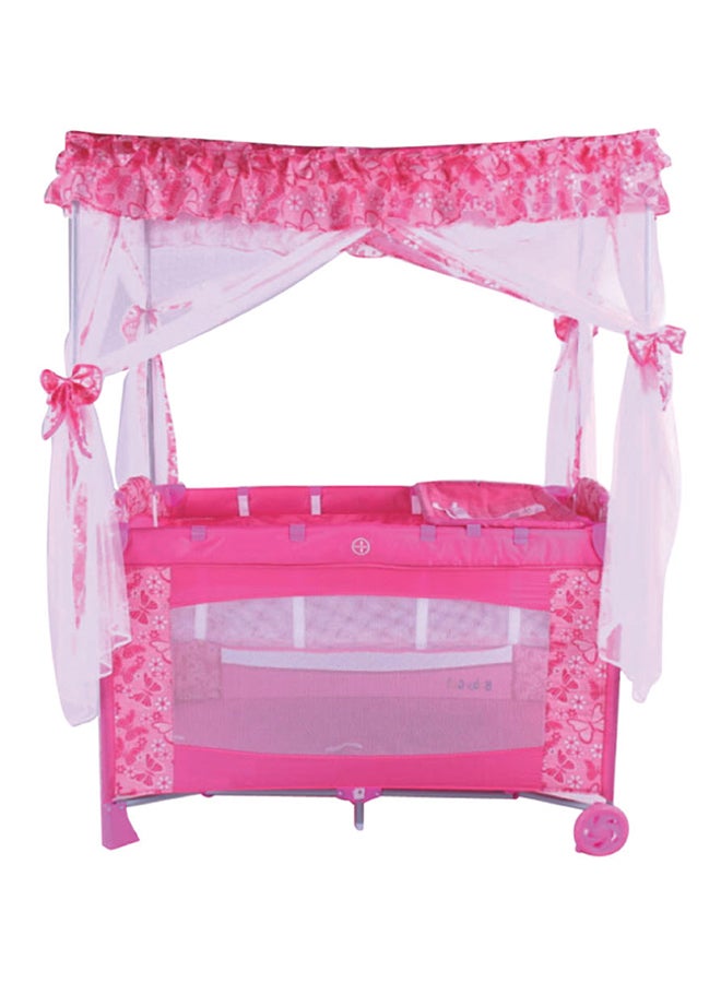 Baby love Play Pen With Mosquito Net And Slip Resistant Wheels 