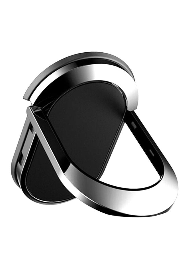 Oval 360 Degree Phone Stand Holders Metal Finger Ring Stand Black/Silver - Image 1