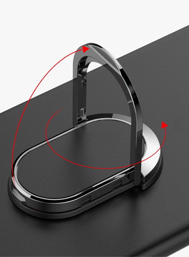 Oval 360 Degree Phone Stand Holders Metal Finger Ring Stand Black/Silver - Image 3