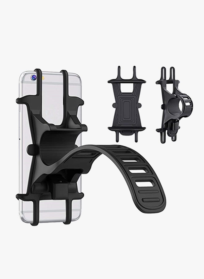 Bicycle Phone Holder Adjustable Silicone Handlebar Crack for Road Mountain Bike Black - Image 3