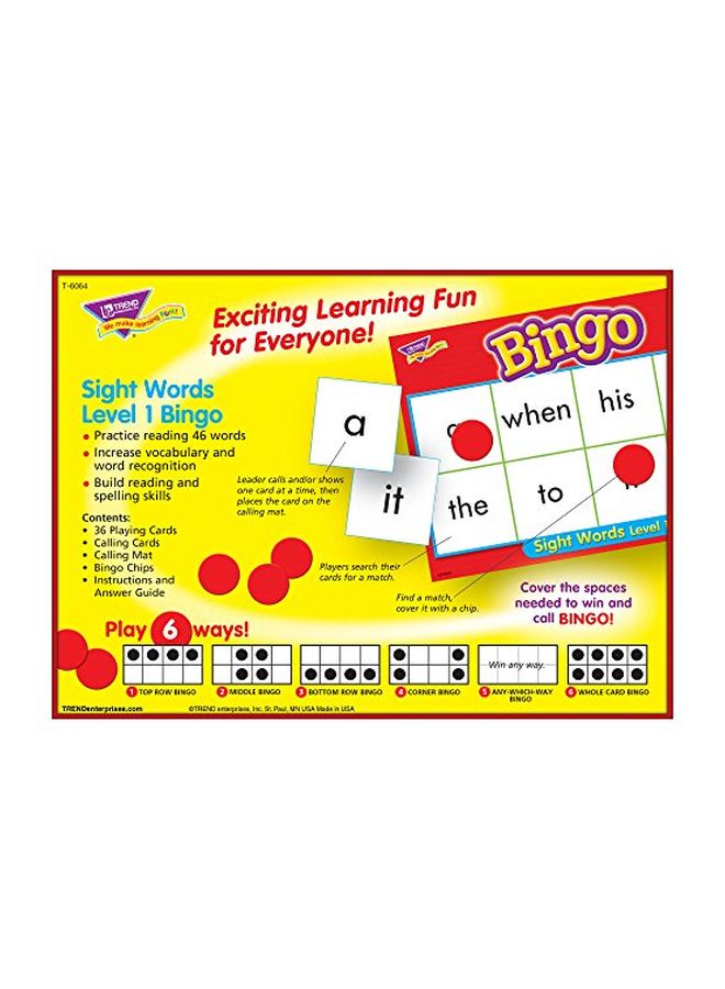 Trend Enterprises Inc Sight Words Bingo Game T6064 - Image 3