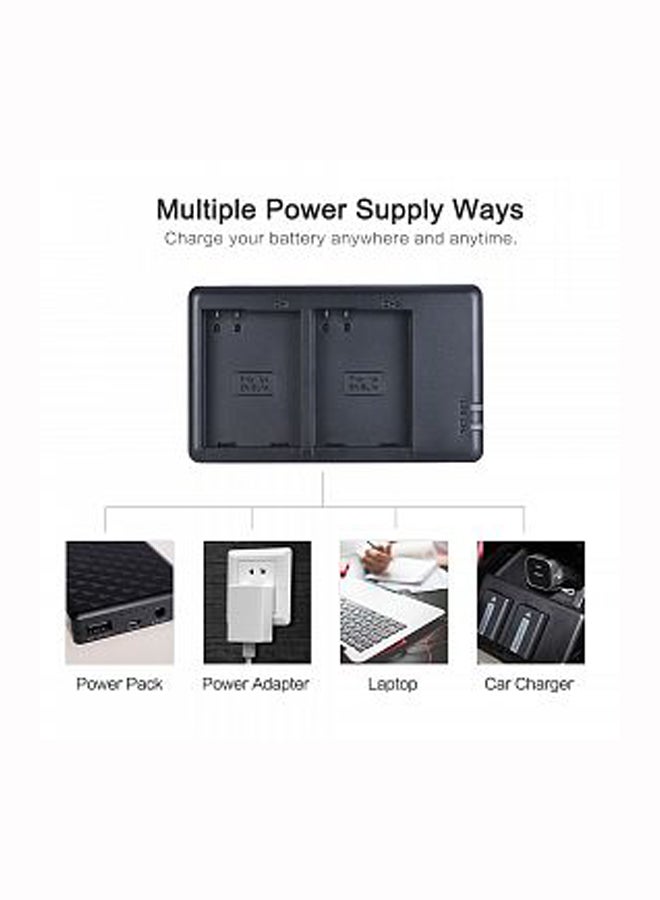 أف بي شاحن بطاريات كاميرات ثنائي القنوات بمنفذ Micro USB لبطارية نيكون EN-EL14 أسود - Image 3