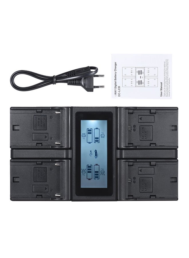 ANDOER 4-Channel Digital Camera Battery Charger With LCD Display For Canon 5DIII/5DS/5DSR/6D/7DII/80D/70D Sony NP-F550 F750 F950 NP-FM50 FM500H Black - Image 1