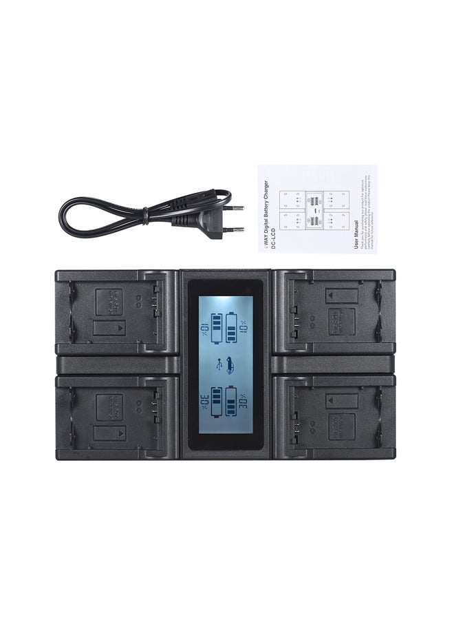 ANDOER 4-Channel Digital Camera Battery Charger With LCD Display For Sony a7/a7R/a7sII/a7II/a6500/A6300/a7RII NEX Series Black - Image 1