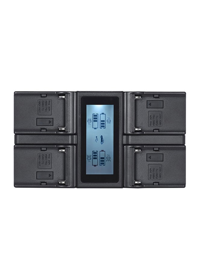 ANDOER 4-Channel Digital Camera Battery Charger With LCD Display For Sony NP-F550/F750 F950/NP-FM50/FM500H/QM71 Black - Image 1
