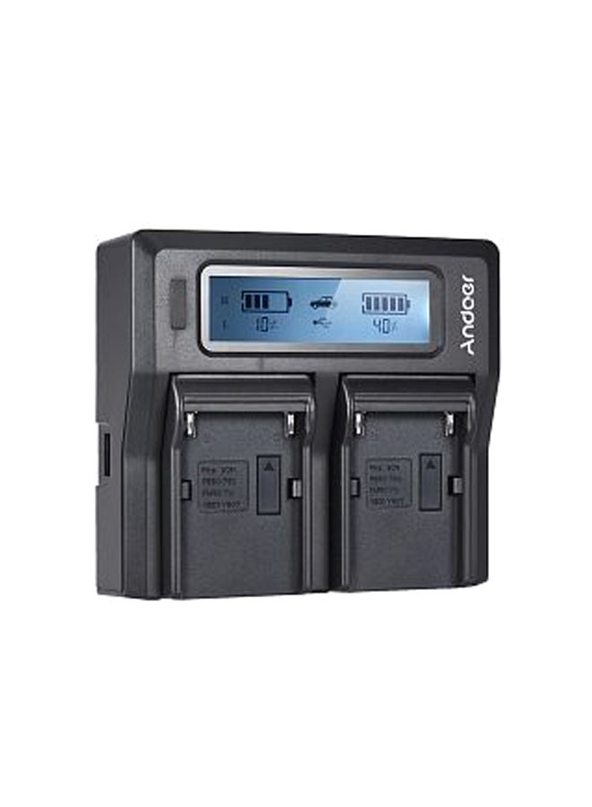 ANDOER Digital Camera Battery Charger With LCD Display For Sony NP-F550/F750/F950/ NP-FM50/FM500H/QM71 Black - Image 1