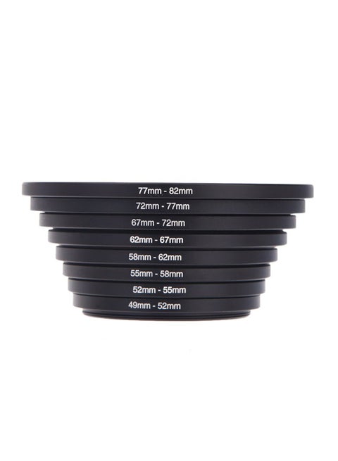 8-Piece Filter Step Up Ring Adapter Black