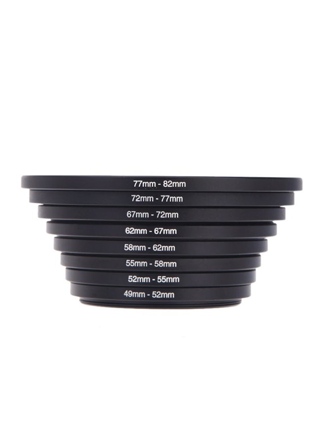 Generic 8-Piece Filter Step Up Ring Adapter Black  - Image 1