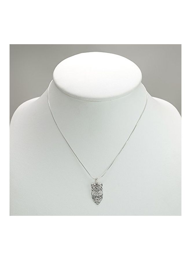 Chuvora 925 Sterling Silver Abstract Wisdom Owl Pendant Necklace - Image 3