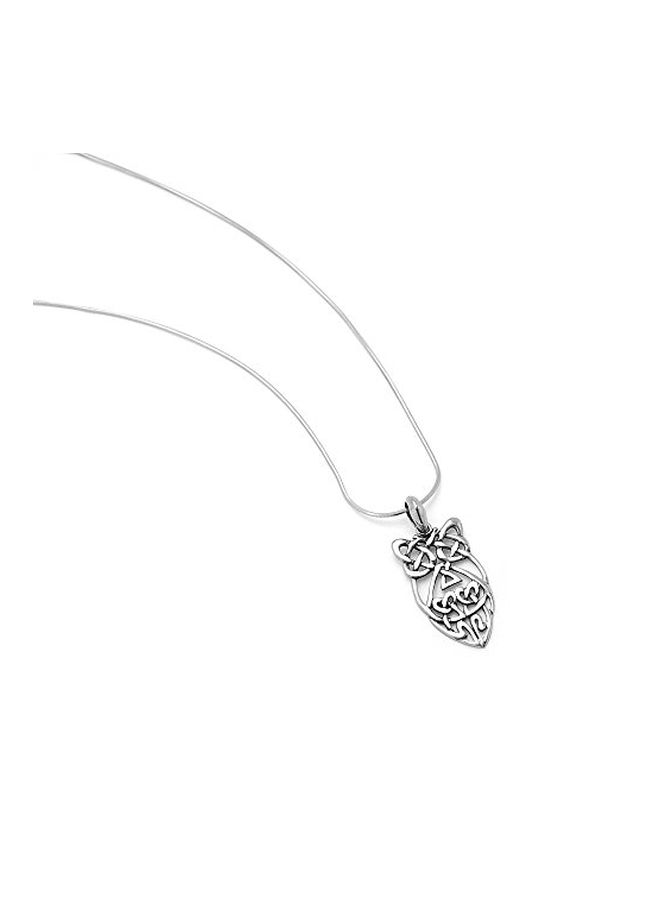Chuvora 925 Sterling Silver Abstract Wisdom Owl Pendant Necklace - Image 2
