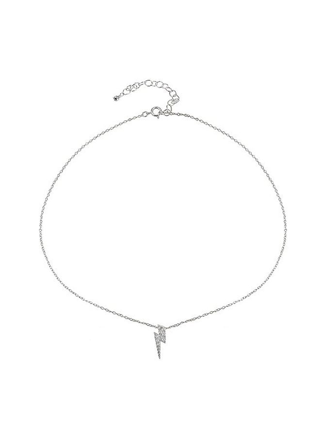 GemStar USA 925 Sterling Silver Cubic Zirconia Studded Lightning Bolt Pendant Necklace  - Image 2