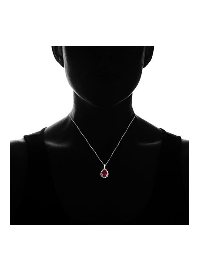 Ice Gems 925 Sterling Silver Ruby Studded Pear-Cut Oxidized Pendant Necklace - Image 2
