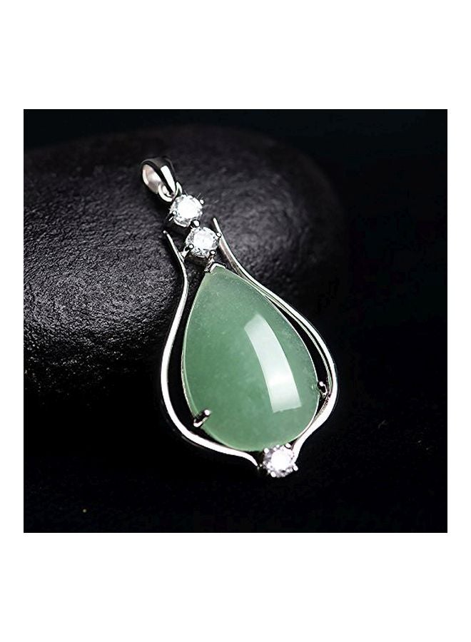 925 Sterling Silver Jade Studded Water Drop Pendant Necklace - v1551796372/N21648850A_3