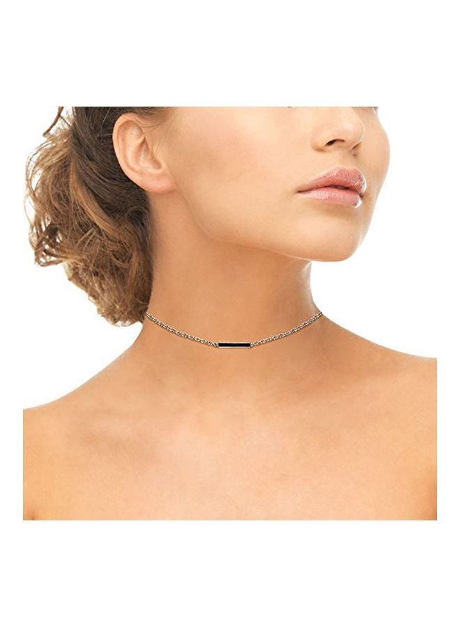 GemStar USA 925 Sterling Silver Bar Dainty Choker Necklace  - Image 3