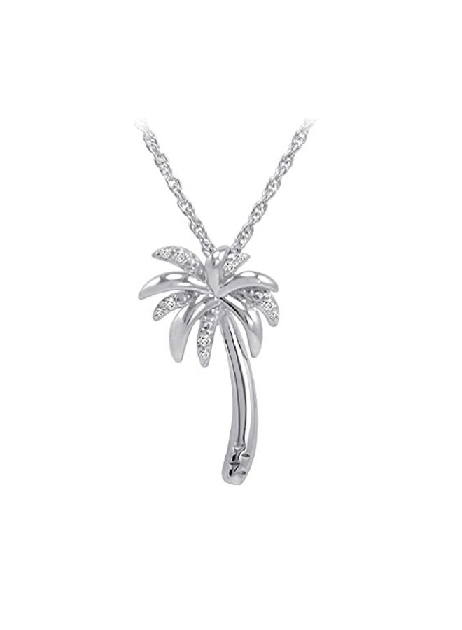 925 Sterling Silver Diamond Studded Palm Tree Pendant Necklace - v1551796522/N21649105A_1