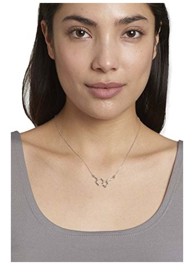 مجوهرات سيلفر فانتوم - Rhodium Plated 925 Sterling Serotonin Molecule Pendant Necklace - Image 1