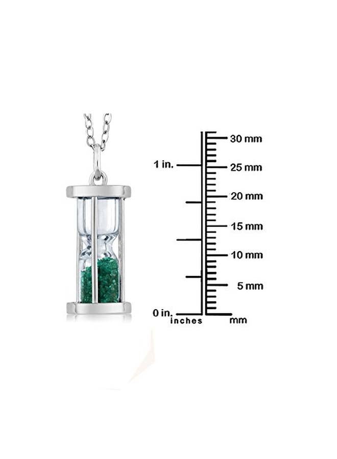 GEM STONE KING 925 Sterling Silver Hourglass 0.75 Ct Emerald Dust Pendant Necklace  - Image 2
