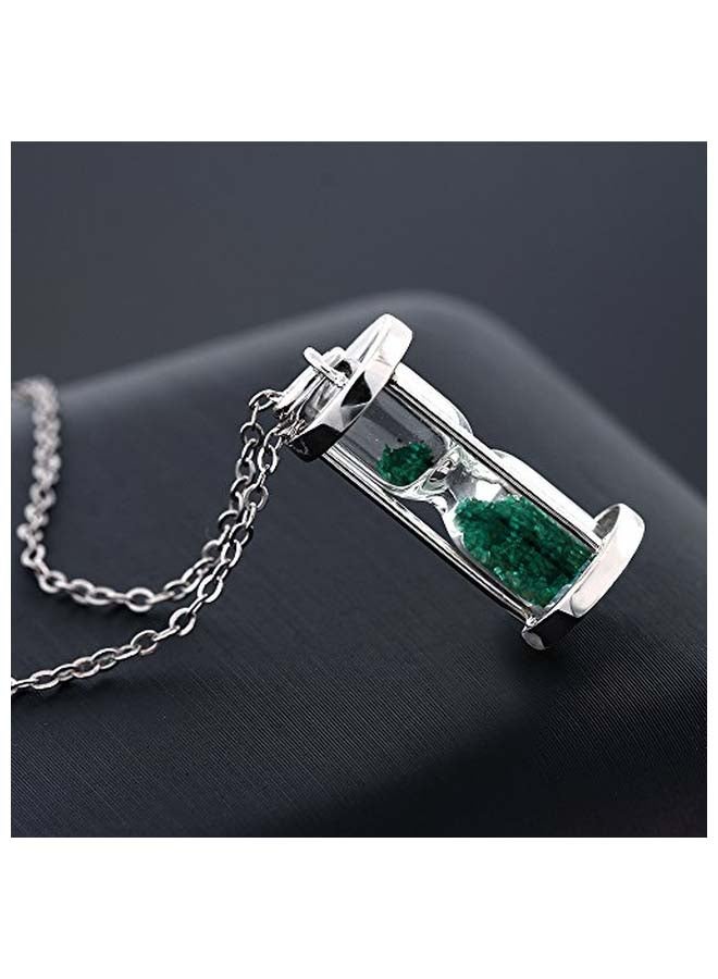 GEM STONE KING 925 Sterling Silver Hourglass 0.75 Ct Emerald Dust Pendant Necklace  - Image 4