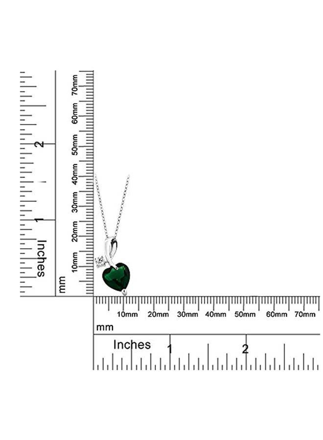 GEM STONE KING 925 Sterling Silver 3.10 Carat Simulated Emerald Studded Pendant Necklace - Image 3