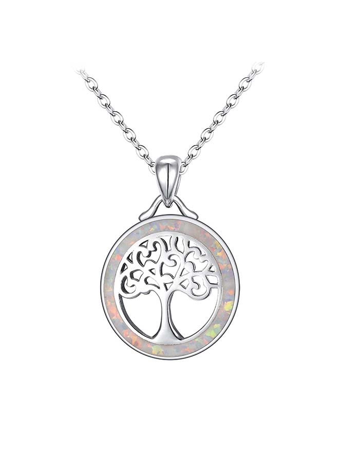 إيفر فيث قلادة بدلاية من الفضة الإسترليني عيار 925 على شكل شجرة الحياة مرصعة بحجر الأوبال - Image 1