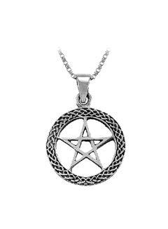 925 Sterling Silver Celtic Wiccan Pentacle Pentagram Pendant Necklace