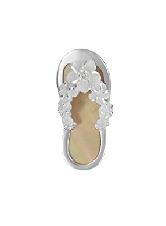 Hawaiian Silver Jewelry - 925 Sterling Silver Cubic Zirconia Studded Flip Flop Pendant Necklace - Image 1
