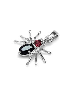 925 Sterling Silver Sapphire And Rhodolite Garnet Studded Spider Pendant Necklace - v1551796790/N21652017A_2