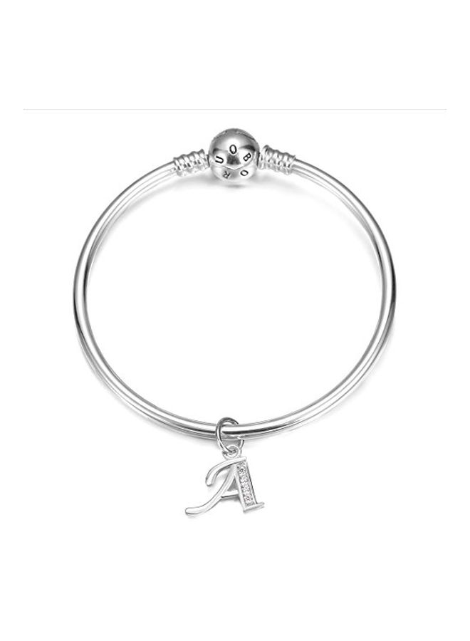 بورو قلادة بدلاية على شكل حرف A مرصعة بأحجار الزركونيا المكعبة ومصنوعة من الفضة الإسترليني عيار 925 - Image 2