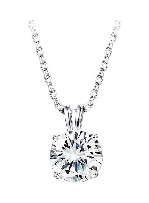 925 Sterling Silver 2 Ct Swarovski Zirconia Studded Pendant Necklace
