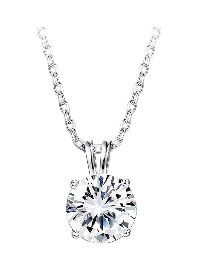 Sllaiss 925 Sterling Silver 2 Ct Swarovski Zirconia Studded Pendant Necklace  - Image 1