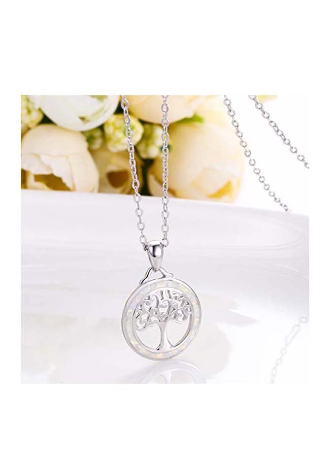 إيفر فيث قلادة بدلاية من الفضة الإسترليني عيار 925 على شكل شجرة الحياة مرصعة بحجر الأوبال - Image 3