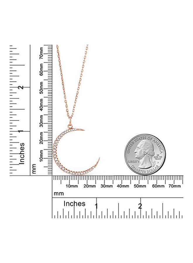 GEM STONE KING 925 Sterling Silver Cubic Zirconia Studded Half Moon And Stars Pendant Necklace  - Image 2