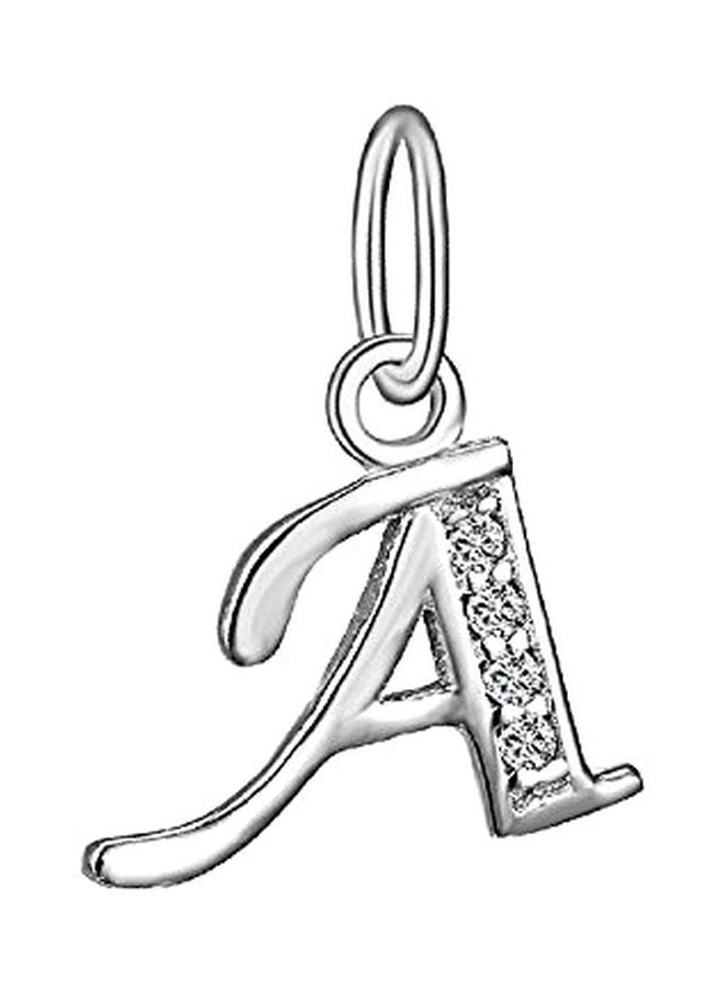 بورو قلادة بدلاية على شكل حرف A مرصعة بأحجار الزركونيا المكعبة ومصنوعة من الفضة الإسترليني عيار 925 - Image 1