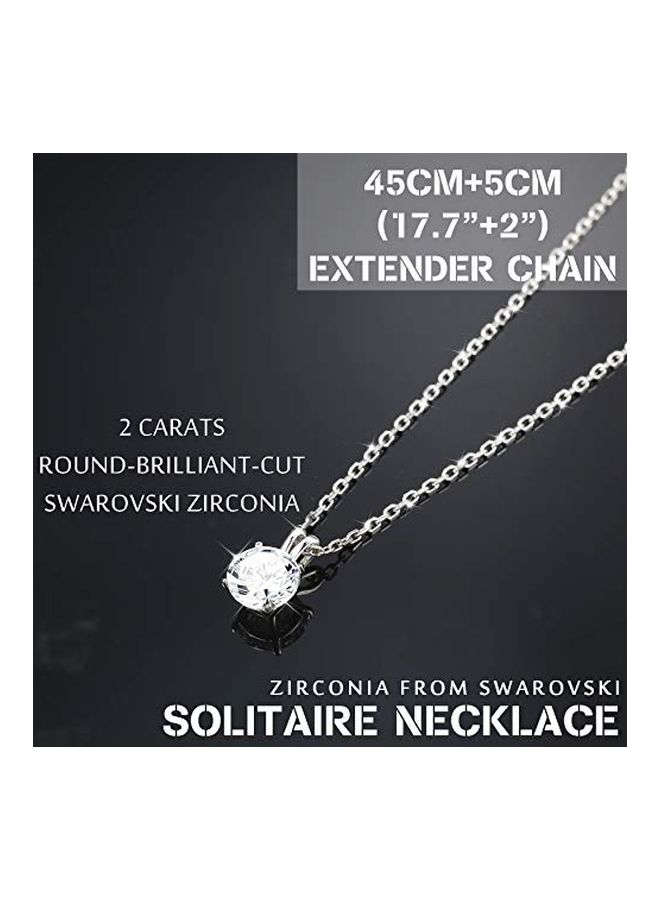 Sllaiss 925 Sterling Silver 2 Ct Swarovski Zirconia Studded Pendant Necklace  - Image 2