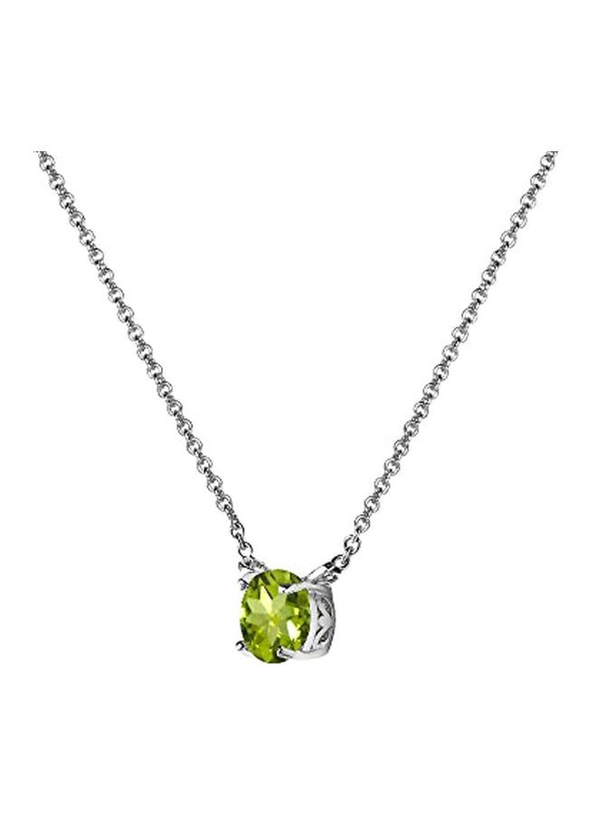 GemStar USA 925 Sterling Silver Peridot Studded Choker Necklace  - Image 5