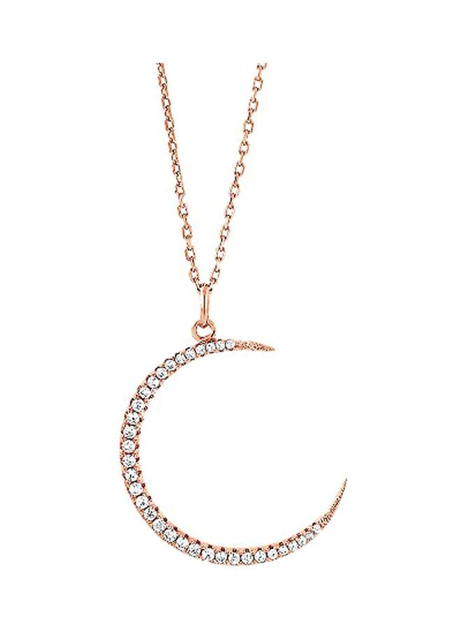 GEM STONE KING 925 Sterling Silver Cubic Zirconia Studded Half Moon And Stars Pendant Necklace  - Image 1