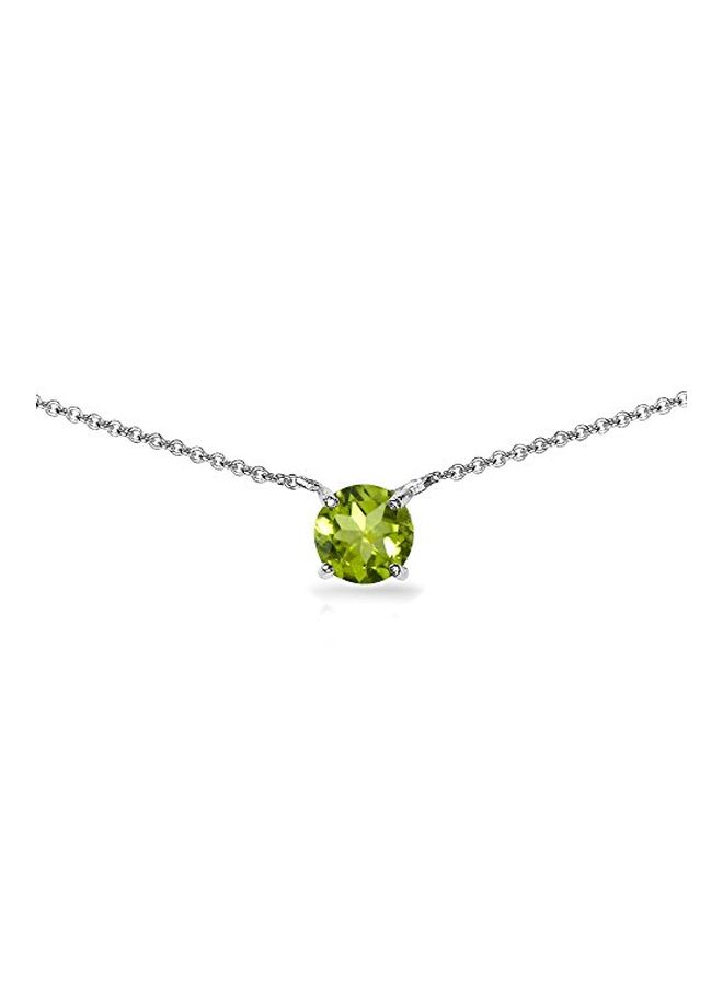 GemStar USA 925 Sterling Silver Peridot Studded Choker Necklace  - Image 3