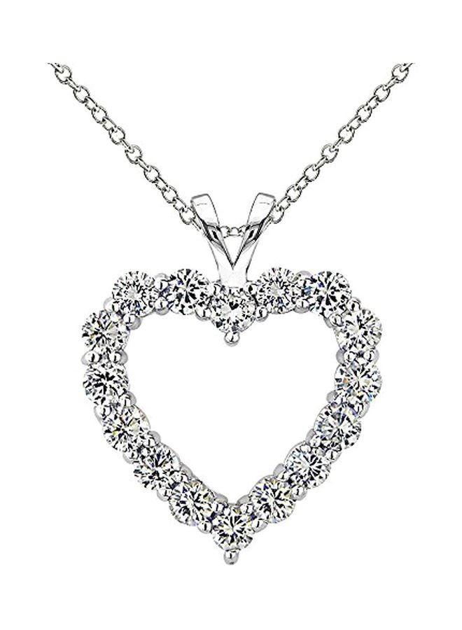 Hoops & Loops 925 Sterling Silver Cubic Zirconia Studded Heart Pendant Necklace - Image 1
