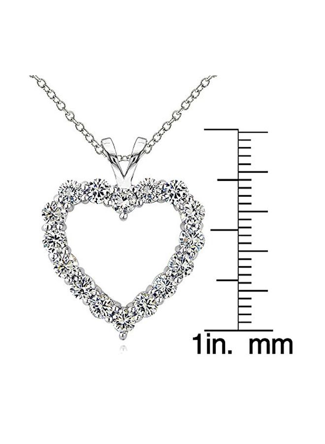 Hoops & Loops 925 Sterling Silver Cubic Zirconia Studded Heart Pendant Necklace - Image 3