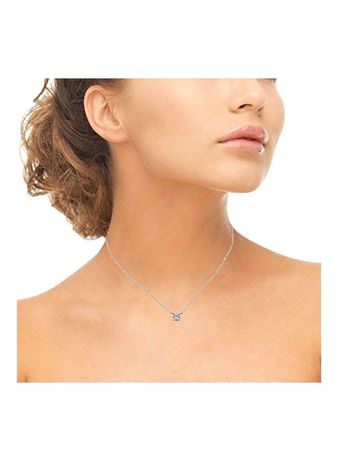 GemStar USA - 925 Sterling Silver Cubic Zirconia Studded Cushion-Cut Pendant Necklace - Image 1