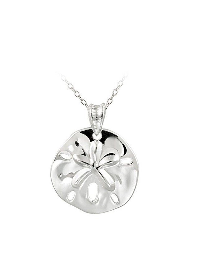 Hoops & Loops 925 Sterling Silver Beach Sand Dollar Pendant Necklace - Image 1
