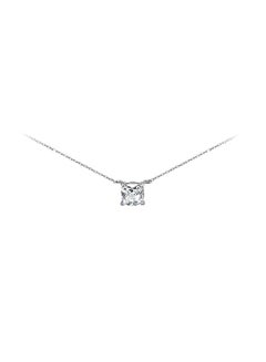 925 Sterling Silver Cubic Zirconia Studded Cushion-Cut Pendant Necklace
