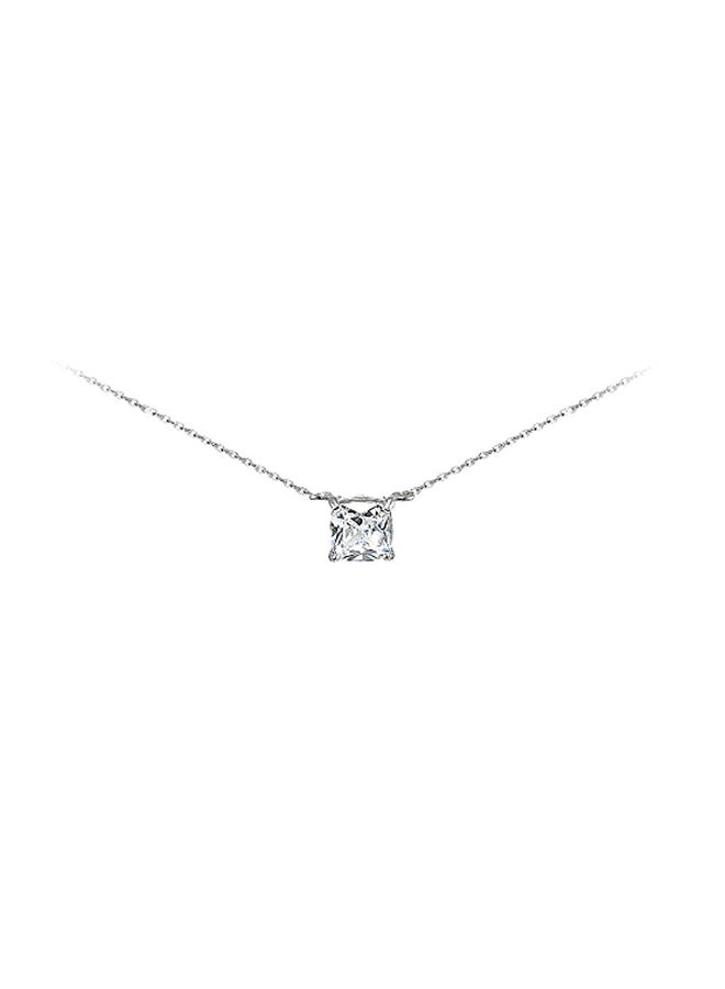 GemStar USA - 925 Sterling Silver Cubic Zirconia Studded Cushion-Cut Pendant Necklace - Image 1