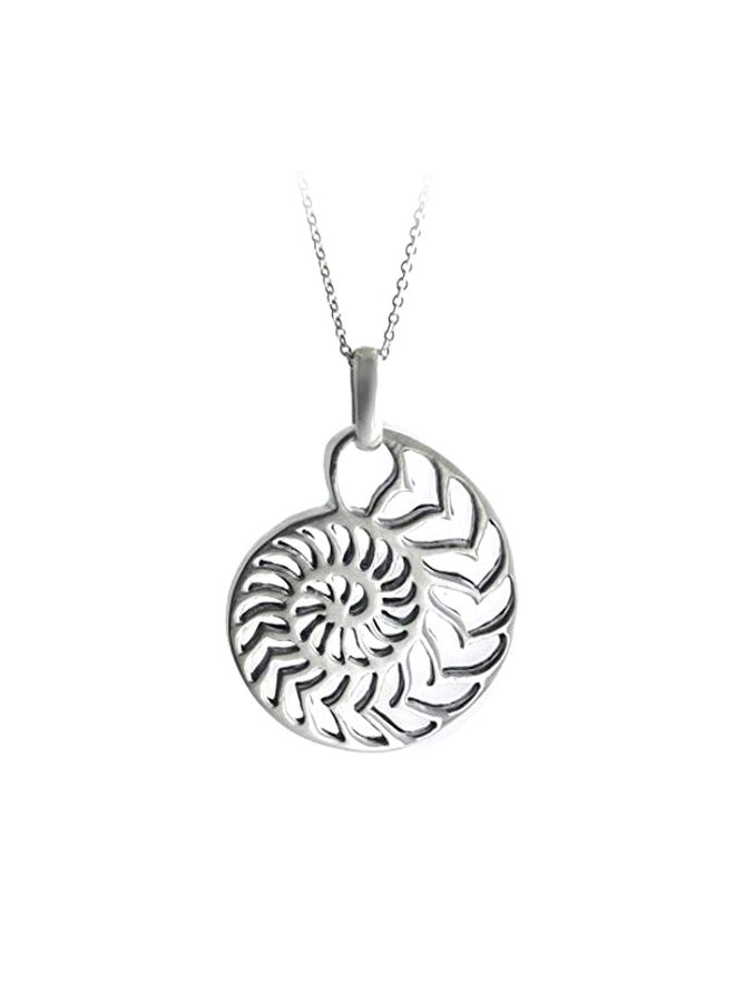 Silverly 925 Sterling Silver Nautilus Ammonite Shell Pendant Necklace - Image 1