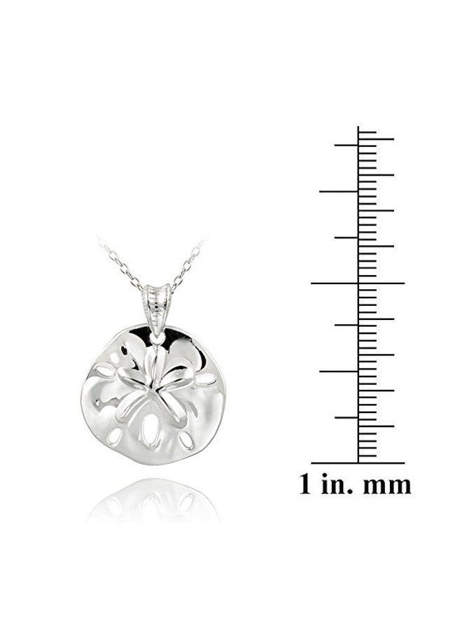 Hoops & Loops 925 Sterling Silver Beach Sand Dollar Pendant Necklace - Image 3