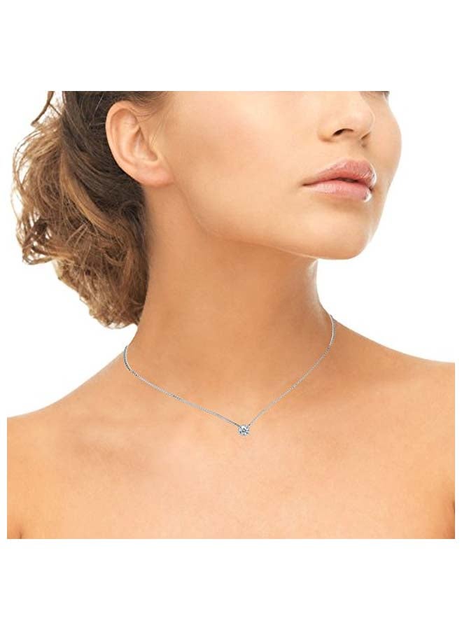 GemStar USA Sterling Silver Swarovski And Zirconia Studded Halo Slide Necklace - Image 4