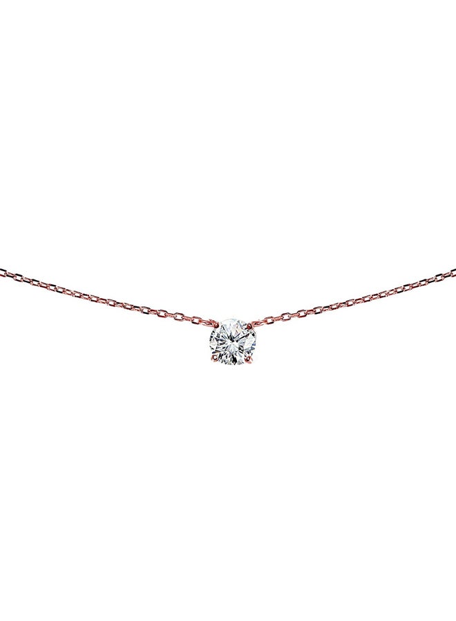LOVVE - Gold Plated 925 Sterling Silver Cubic Zirconia Studded Solitaire Choker Necklace - Image 1