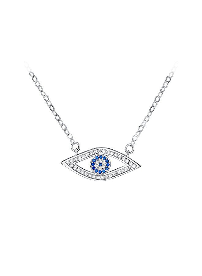 جولد ماين تريد قلادة بدلاية من الفضة الإسترليني على شكل عين مرصعة بالألماس والزركونيا المكعبة